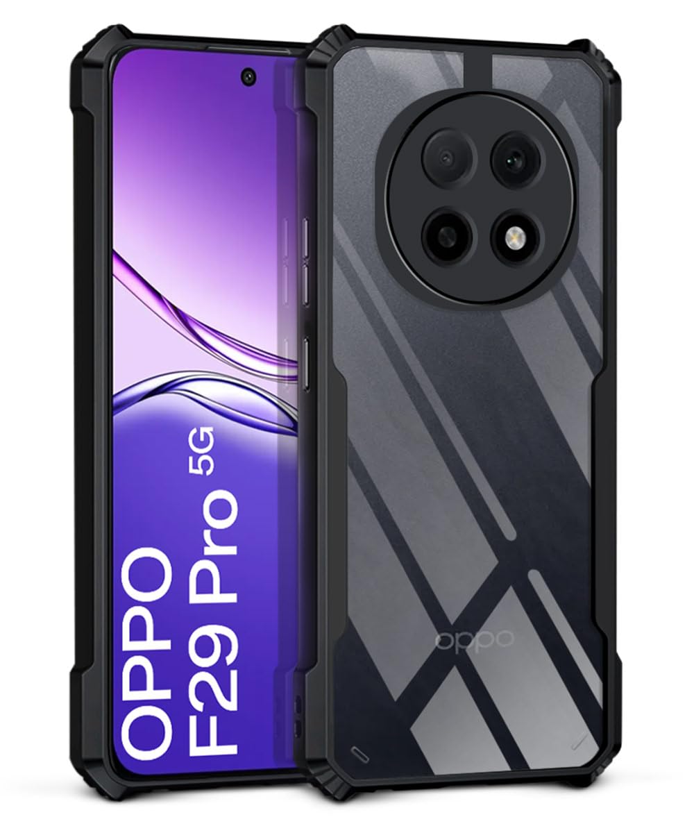 VAKIBO Super Premium Black Border Transparent Case With Corner Protection & Camera Protection Suitable for Oppo F29 Pro