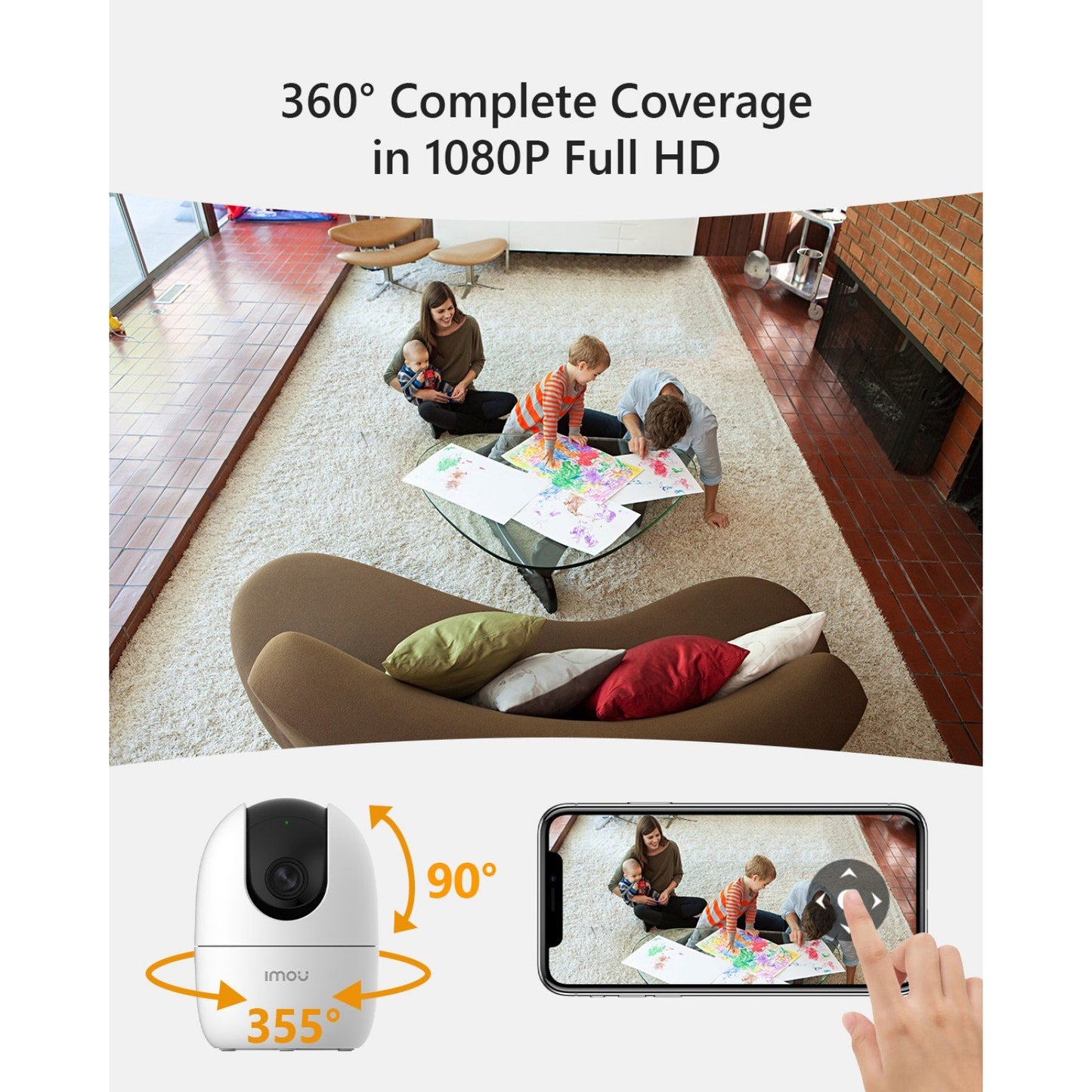 Imou 360° 1080P Full HD CCTV Security Camera, Human Detection, Motion Tracking, 2-Way Audio, Night Vision, Dome Camera with WiFi & Ethernet Connection