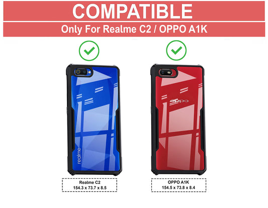 VAKIBO Super Premium Black Border Transparent Case With Corner Protection & Camera Protection Suitable for Oppo A1K