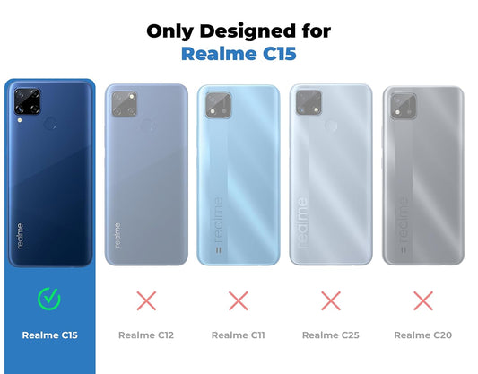 VAKIBO Best Selling Black and Transparent Coloured Made With Soft TPU and Acrylic Back Cover Case With 4 Corner and Camera Protection Suitable for Realme C15
