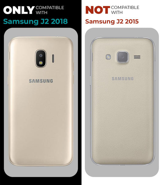 VAKIBO Best Selling Black and Transparent Coloured Made With Soft TPU and Acrylic Back Cover Case With 4 Corner and Camera Protection Suitable for Samsung Galaxy J2 2018
