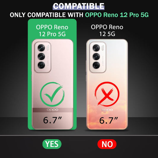 VAKIBO Best Selling Black and Transparent Coloured Made With Soft TPU and Acrylic Back Cover Case With 4 Corner and Camera Protection Suitable for Oppp Reno 12 Pro