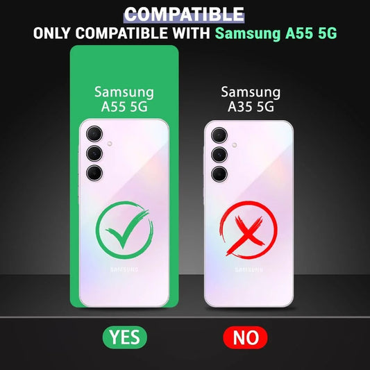 VAKIBO Best Selling Black and Transparent Coloured Made With Soft TPU and Acrylic Back Cover Case With 4 Corner and Camera Protection Suitable for Samsung Galaxy A55