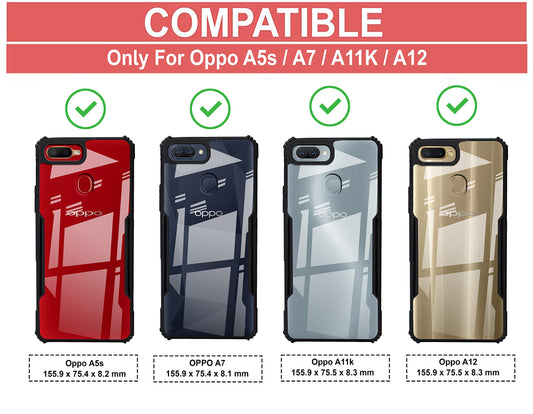 VAKIBO Super Premium Black Border Transparent Case With Corner Protection & Camera Protection Suitable for Oppo A7