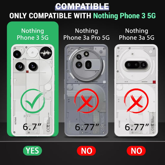 VAKIBO Best Selling Black and Transparent Coloured Made With Soft TPU and Acrylic Back Cover Case With 4 Corner and Camera Protection Suitable for Nothing 3