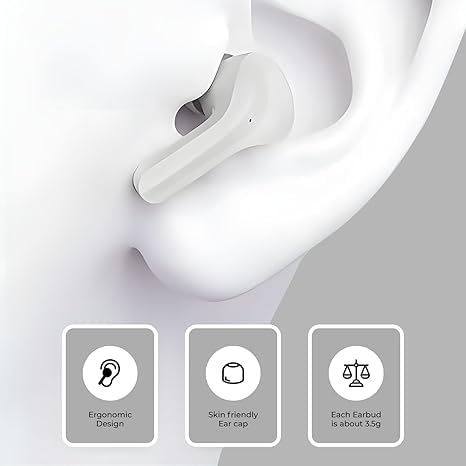 Ultrapods Pro TWS Earbud, Bluetooth Earbuds with Display, Transparent Design, 30 Hrs Playtime with Fast Charging, Sweat-Proof, Built-in Mic (White)