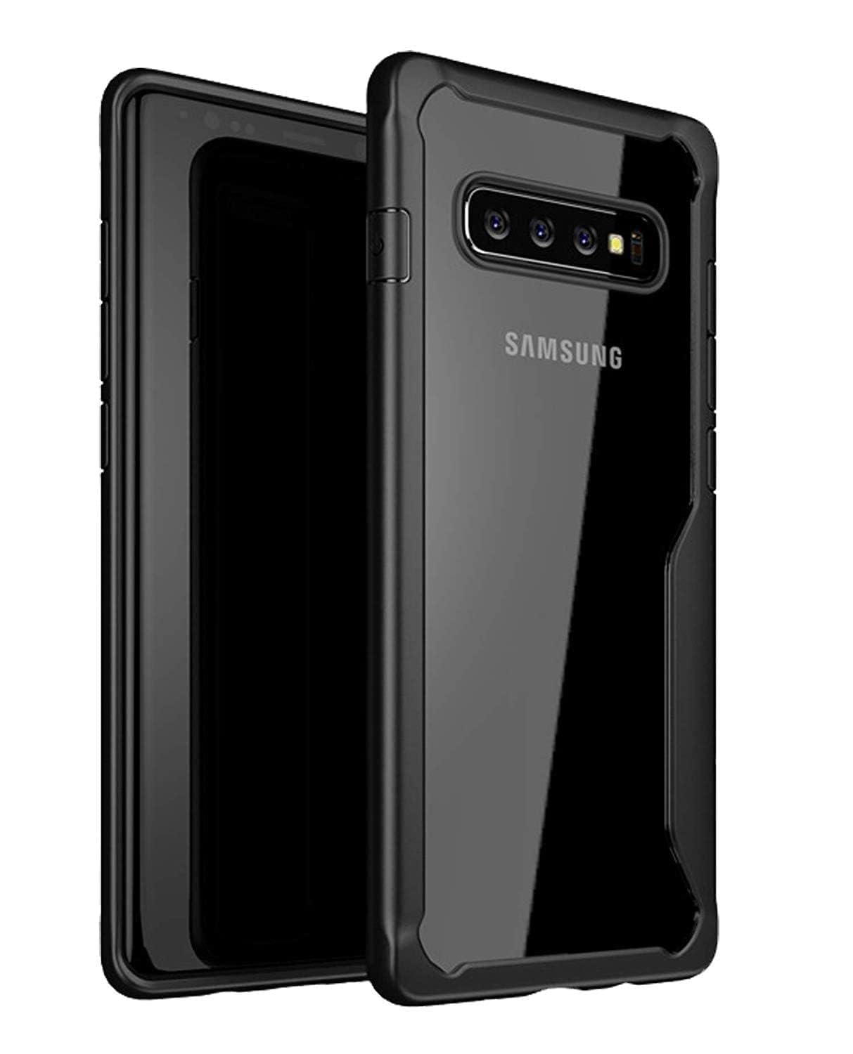 VAKIBO Best Selling Black and Transparent Back Cover Case Made With Soft TPU and Acrylic With 4 Corner and Camera Protection Suitable for Samsung Galaxy S10