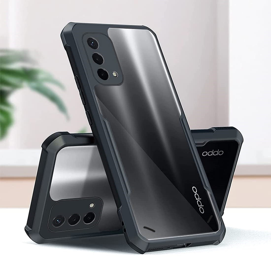 VAKIBO Best Selling Black and Transparent Coloured Made With Soft TPU and Acrylic Back Cover Case With 4 Corner and Camera Protection Suitable for Oppo F19