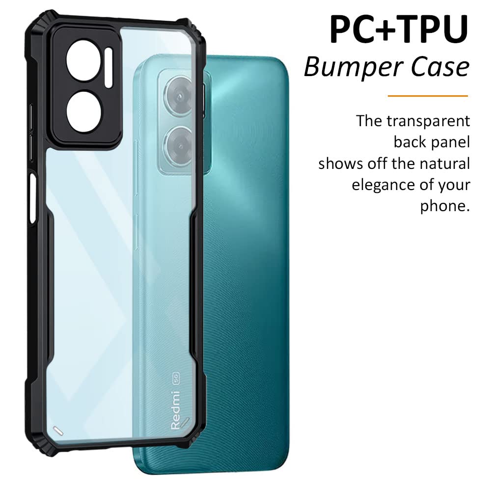 VAKIBO Super Premium Black Border Transparent Case With Corner Protection & Camera Protection Suitable for Mi Redmi 11 Prime 5G