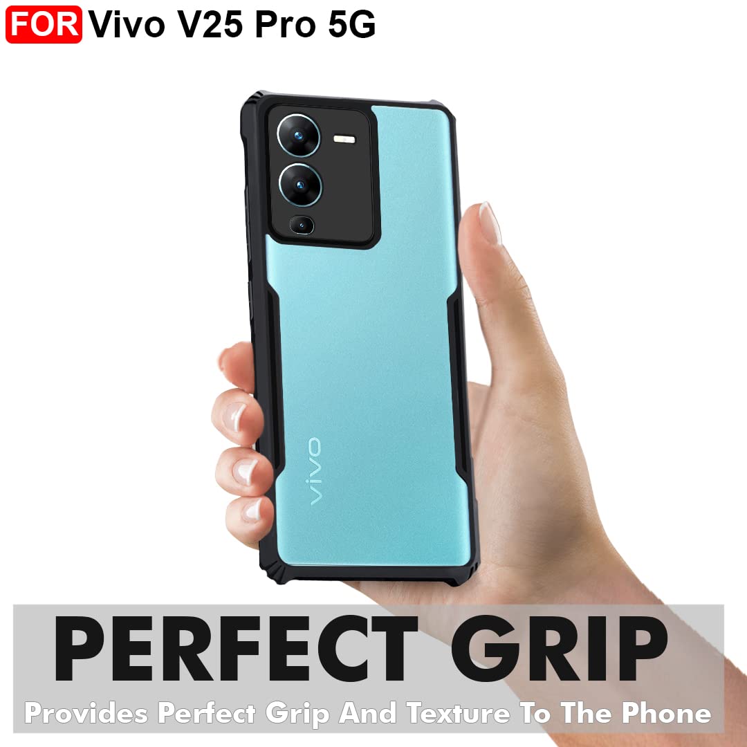 VAKIBO Super Premium Black Border Transparent Case With Corner Protection & Camera Protection Suitable for Vivo V25 Pro