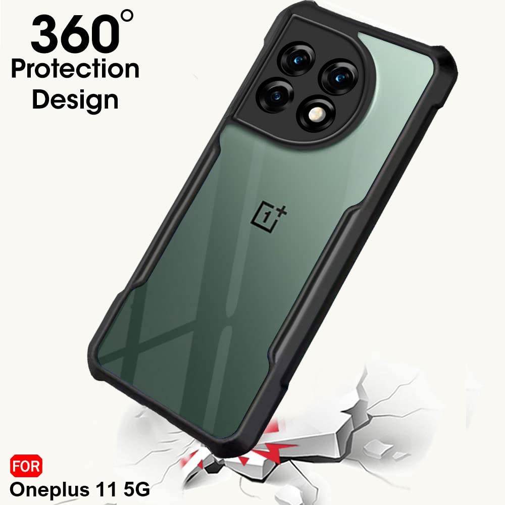 VAKIBO Super Premium Black Border Transparent Case With Corner Protection & Camera Protection Suitable for OnePlus 11