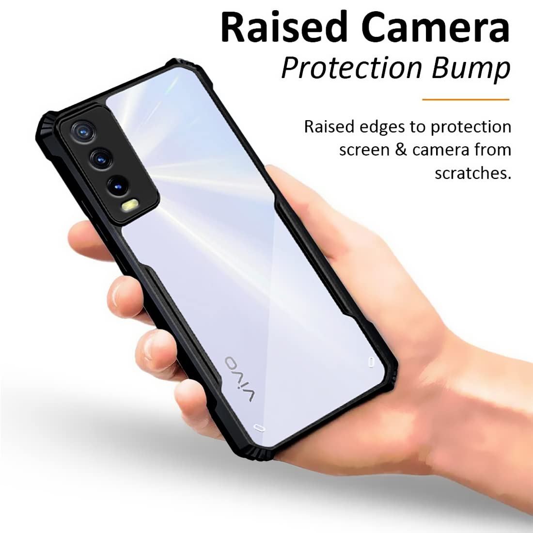 VAKIBO Super Premium Black Border Transparent Case With Corner Protection & Camera Protection Suitable for Vivo Y20T
