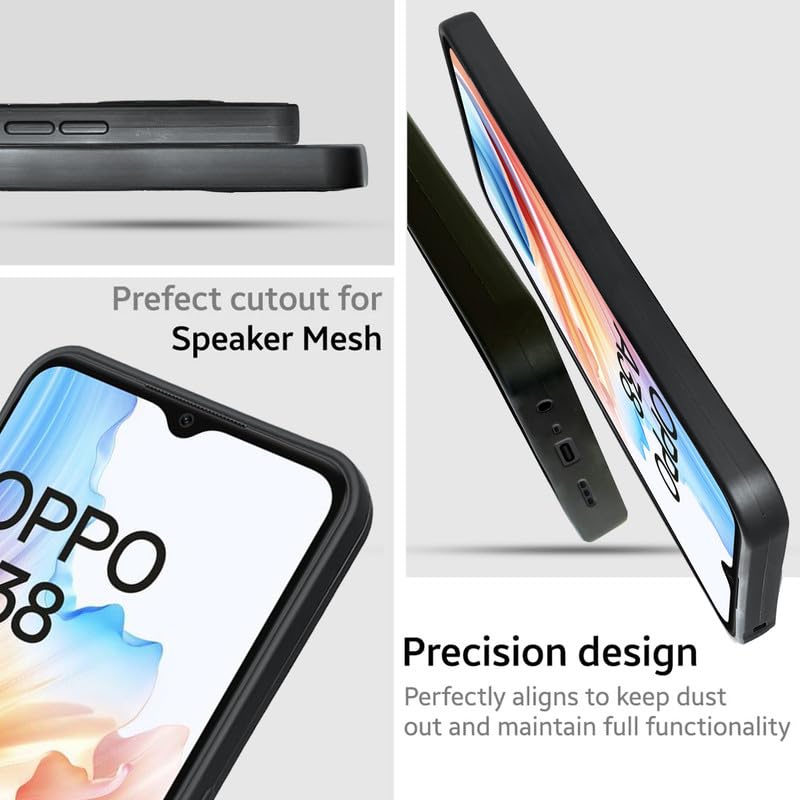 VAKIBO Black Coloured Back Cover Case Suitable for Oppo A38