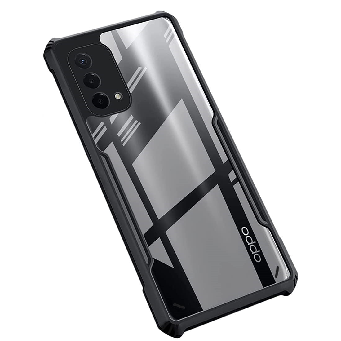 VAKIBO Best Selling Black and Transparent Coloured Made With Soft TPU and Acrylic Back Cover Case With 4 Corner and Camera Protection Suitable for Oppo A74