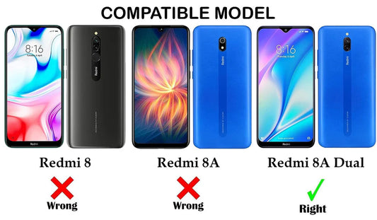 VAKIBO Super Premium Soft TPU Transparent Case With Dustplug,Side Grip,Corner Protection,lanyard Cuts,Camera Protection Suitable for MI Redmi 8A Dual