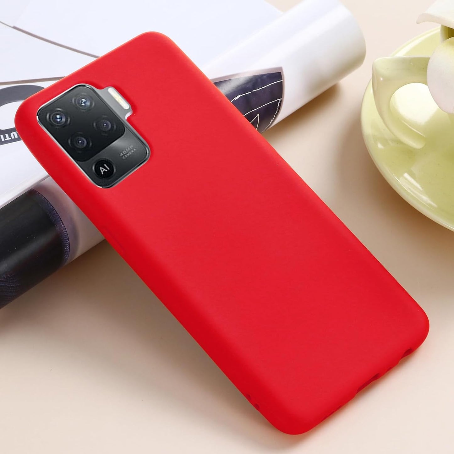 VAKIBO 1.2 MM Thick Red Coloured Soft TPU Rubber Back Cover Case With Camera Protection Ring Suitable for Oppo F19 Pro