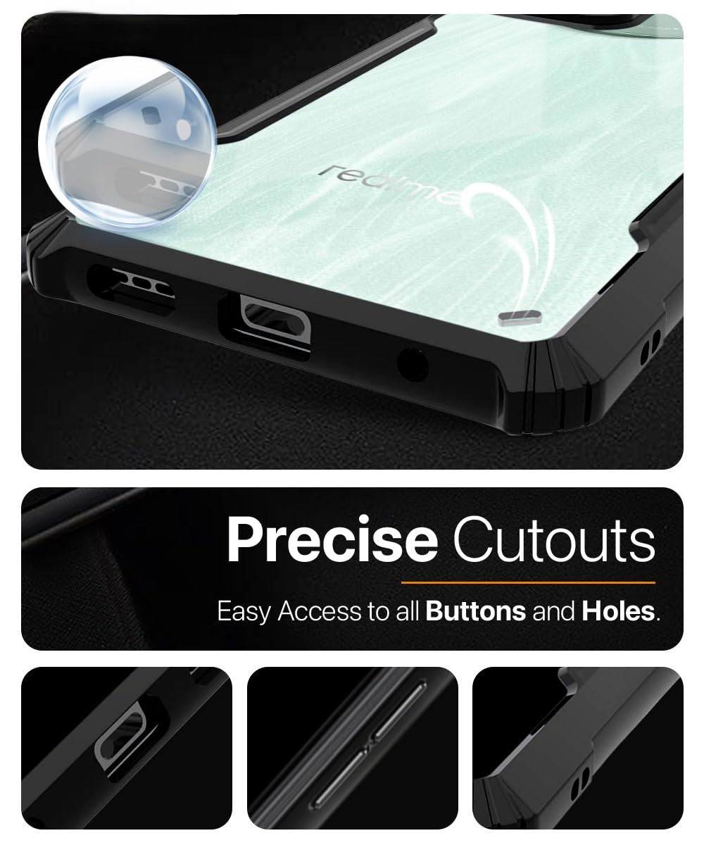 VAKIBO Super Premium Black Border Transparent Case With Corner Protection & Camera Protection Suitable for Realme P3 Pro