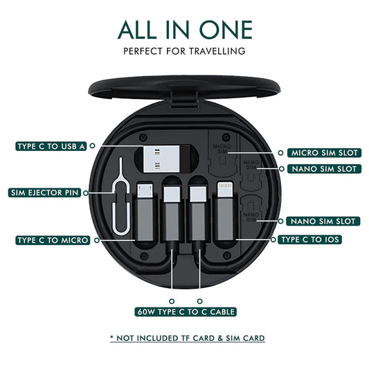 All in One 60W USB Fast Charging Travel Data Cable Set