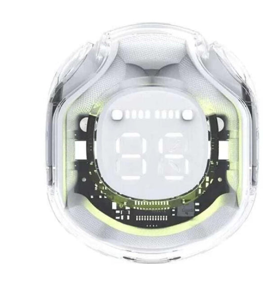 Ultrapods Pro TWS Earbud, Bluetooth Earbuds with Display, Transparent Design, 30 Hrs Playtime with Fast Charging, Sweat-Proof, Built-in Mic (White)