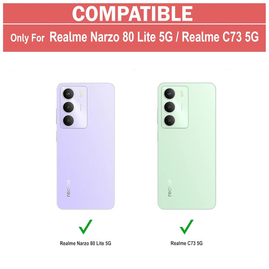 VAKIBO Best Selling Black and Transparent Coloured Made With Soft TPU and Acrylic Back Cover Case With 4 Corner and Camera Protection Suitable for Realme C75