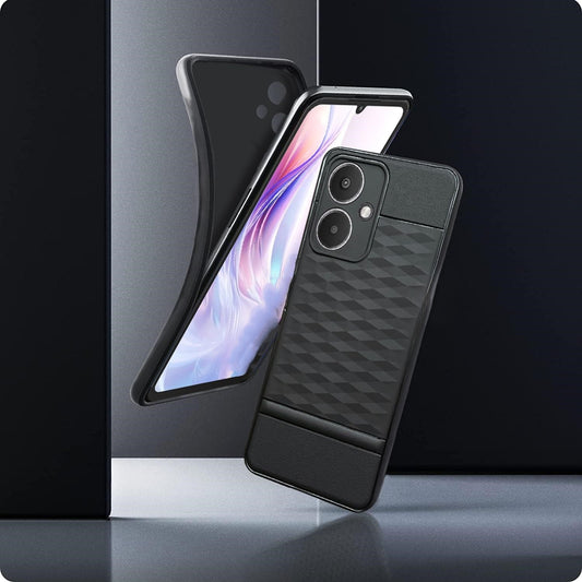 VAKIBO Parallax Design Black Coloured Made with Soft Rubber TPU Back Cover Case Camera Protection Ring Suitable for Oppo A59