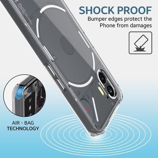 VAKIBO Premium Clear 1.5MM Thick Transparent Soft TPU Rubber Back Cover Case With Camera Protection Suitable for Nothing Phone 2