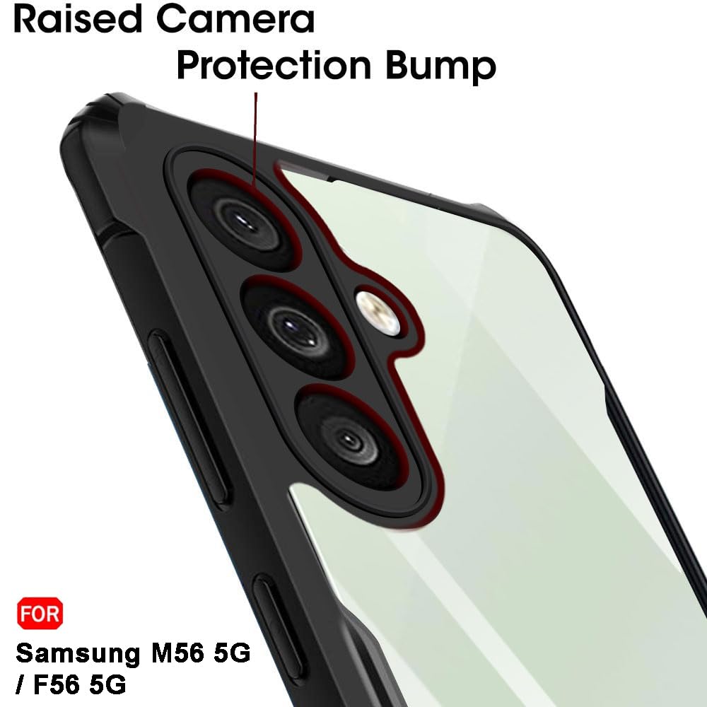 VAKIBO Best Selling Black and Transparent Coloured Made With Soft TPU and Acrylic Back Cover Case With 4 Corner and Camera Protection Suitable for Samsung Galaxy M56