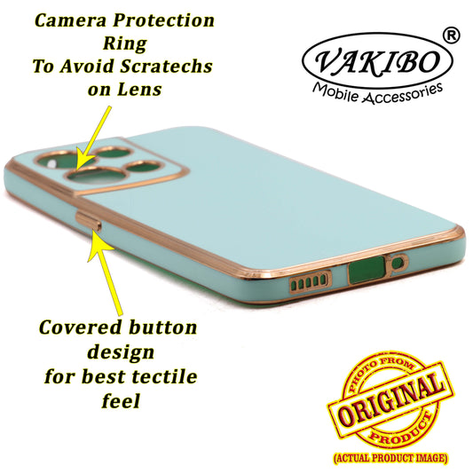 VAKIBO Golden Chrome Border Pista Coloured Soft TPU Back Cover Case With Camera Protection Suitable for Oppo Reno 8