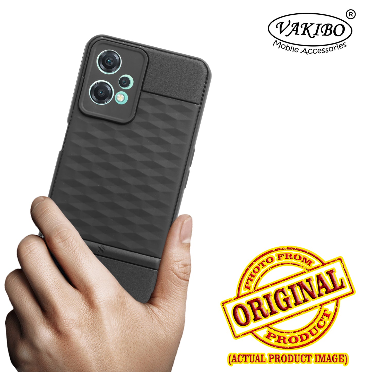 VAKIBO Parallax Design Black Coloured Soft TPU Rubber Back Cover Case With Camera Protection Ring Suitable for OnePlus Nord CE2 Lite