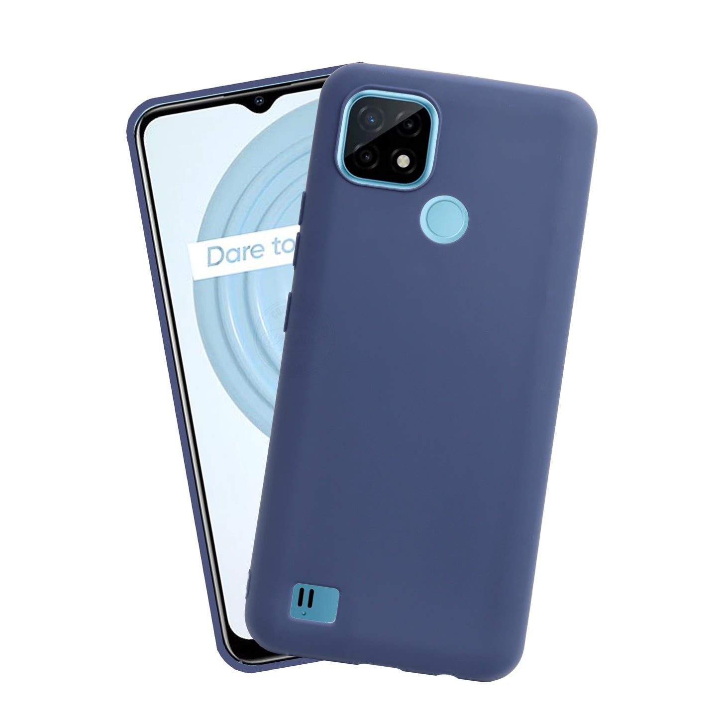 VAKIBO 1.2 MM Thick Blue Coloured Soft TPU Rubber Back Cover Case With Camera Protection Ring Suitable for Realme C21