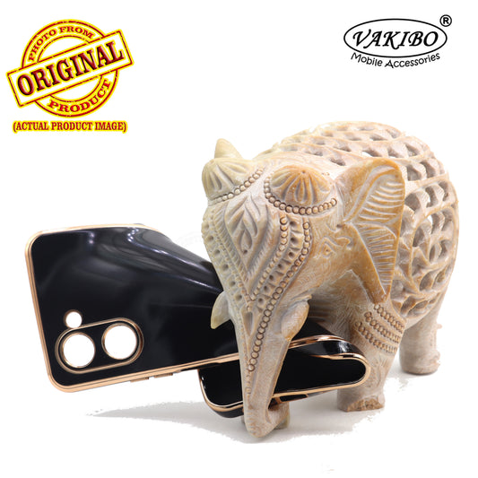 VAKIBO Golden Chrome Border Black Coloured Soft TPU Back Cover Case With Camera Protection Suitable for Realme C33