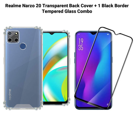 VAKIBO Super Premium Soft TPU Transparent Case With Dustplug,Side Grip,Corner Protection,lanyard Cuts,Camera Protection Suitable for Realme Narzo 20