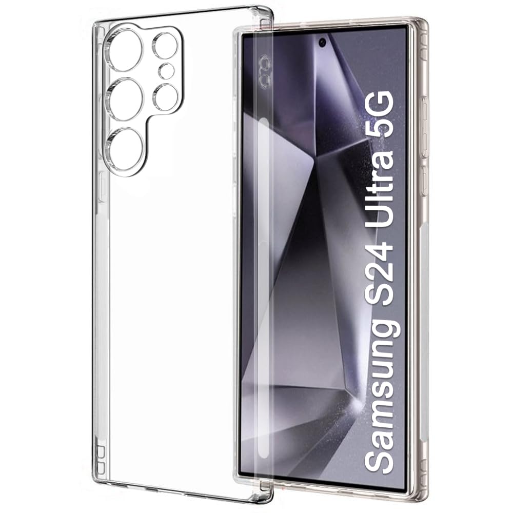 VAKIBO Premium Clear 1.5MM Thick Transparent Soft TPU Rubber Back Cover Case With Camera Protection Suitable for Samsung Galaxy S24 Ultra