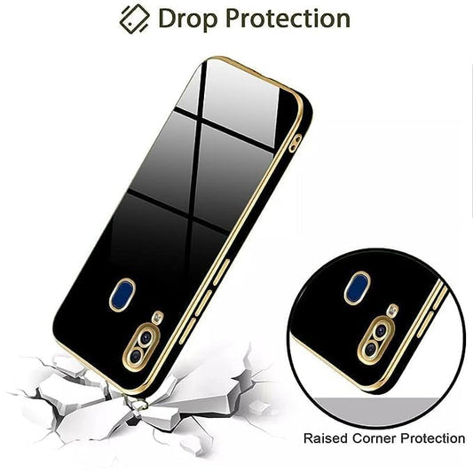 VAKIBO Golden Chrome Border Black Coloured Soft TPU Back Cover Case With Camera Protection Suitable for Vivo V11