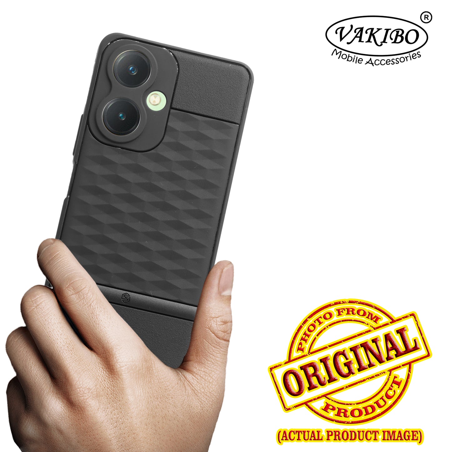 VAKIBO Parallax Design Black Coloured Soft TPU Rubber Back Cover Case With Camera Protection Ring Suitable for Vivo Y27