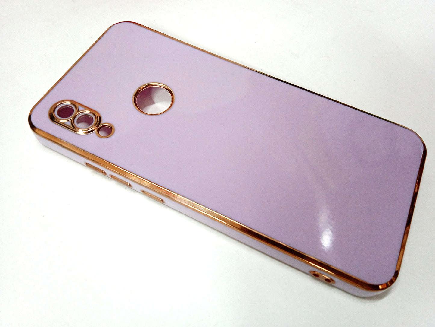 VAKIBO Golden Chrome Border Purple Coloured Soft TPU Back Cover Case With Camera Protection Suitable for Mi Redmi 7