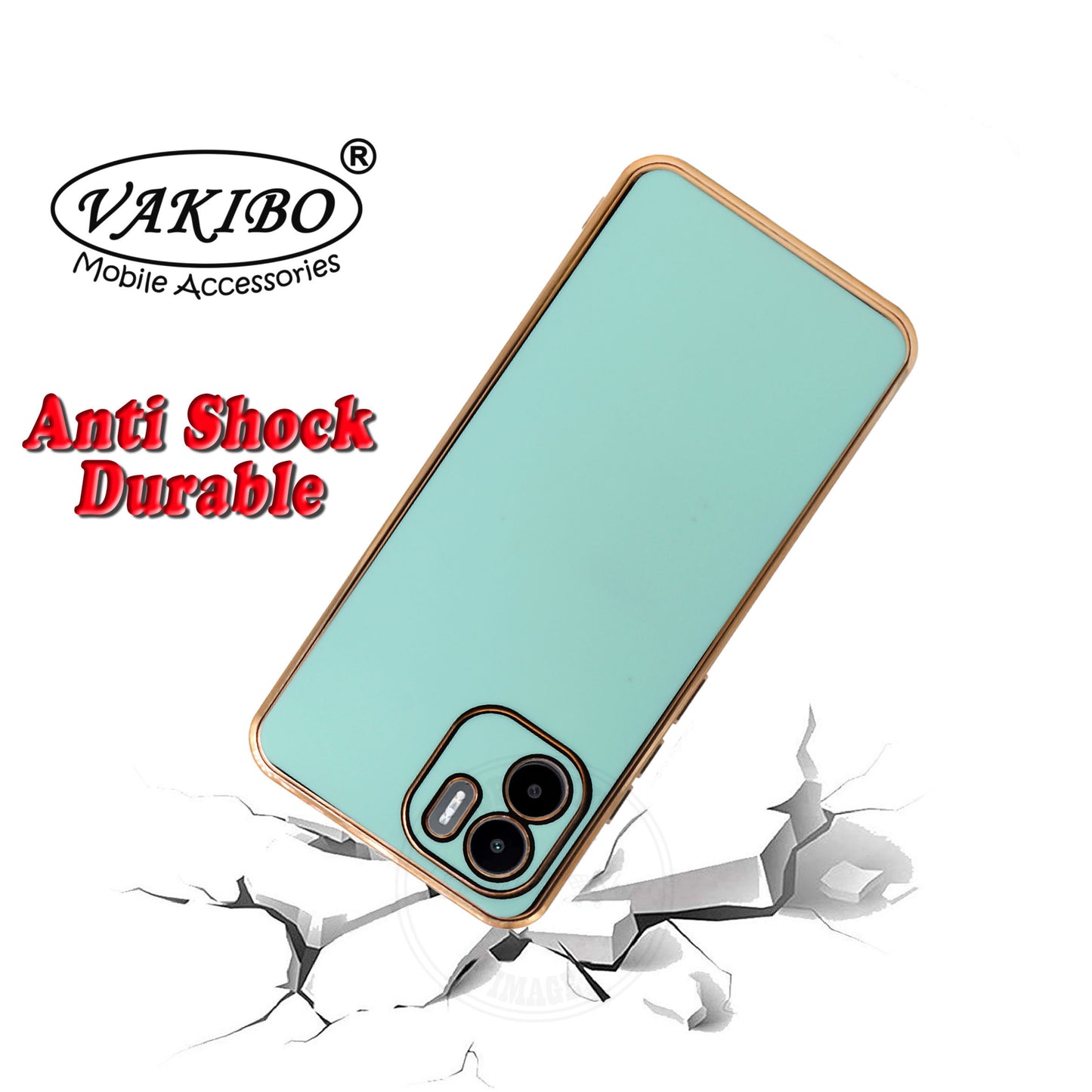 VAKIBO Golden Chrome Border Pista Coloured Soft TPU Back Cover Case With Camera Protection Suitable for Mi Redmi A1