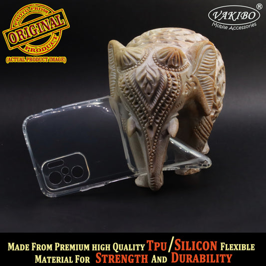 VAKIBO Super Premium Soft TPU Transparent Case With Dustplug,Side Grip,Corner Protection,lanyard Cuts,Camera Protection Suitable for Mi Redmi Note 10