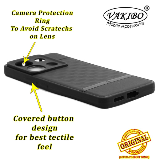 VAKIBO Parallax Design Black Coloured Soft TPU Rubber Back Cover Case With Camera Protection Ring Suitable for Mi Redmi Note 13 Pro
