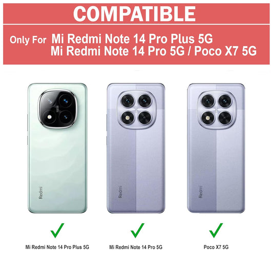 VAKIBO Best Selling Black and Transparent Coloured Made With Soft TPU and Acrylic Back Cover Case With 4 Corner and Camera Protection Suitable for Mi Redmi Note 14 Pro