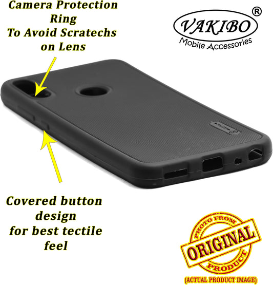 VAKIBO Niukin Dotted Design Black Coloured Soft TPU Rubber Back Cover Case With Camera Protection Ring Suitable for Asus Zenfone Max Pro M2