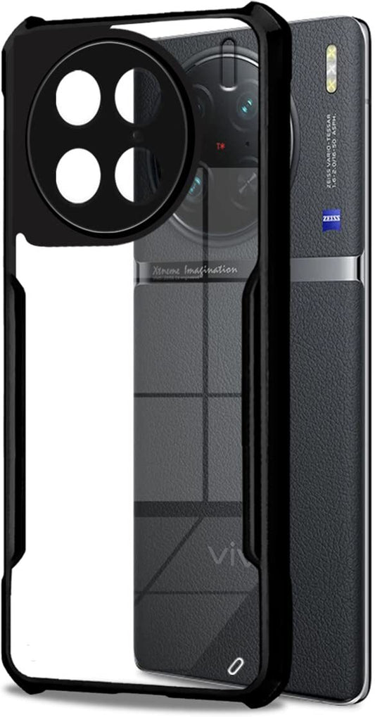 VAKIBO Best Selling Black and Transparent Back Cover Case Made With Soft TPU and Acrylic With 4 Corner and Camera Protection Suitable for Vivo X90 Pro