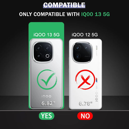 VAKIBO Best Selling Black and Transparent Coloured Made With Soft TPU and Acrylic Back Cover Case With 4 Corner and Camera Protection Suitable for Iqoo 13 5g