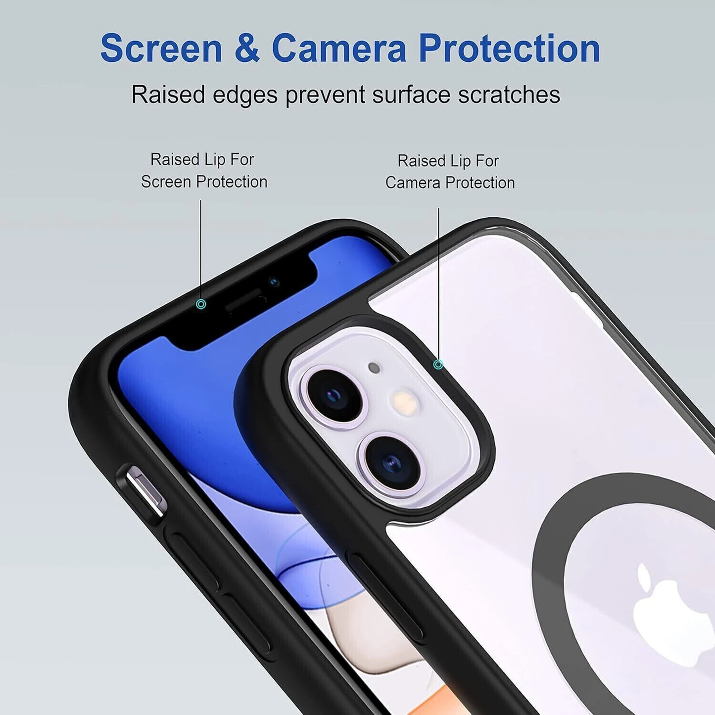 VAKIBO Megnatic Magsafe Black Coloured Soft with Hard back Back Cover Case With Camera Protection Ring Suitable for iPhone 11