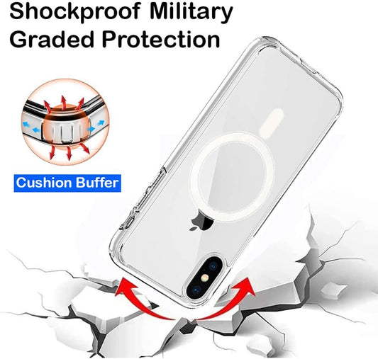 VAKIBO Megnatic Magsafe White Coloured Soft with Hard back Back Cover Case With Camera Protection Ring Suitable for iPhone X