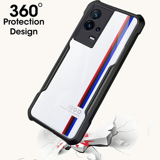 VAKIBO Super Premium Black Border Transparent Case With Corner Protection & Camera Protection Suitable for iQOO 8