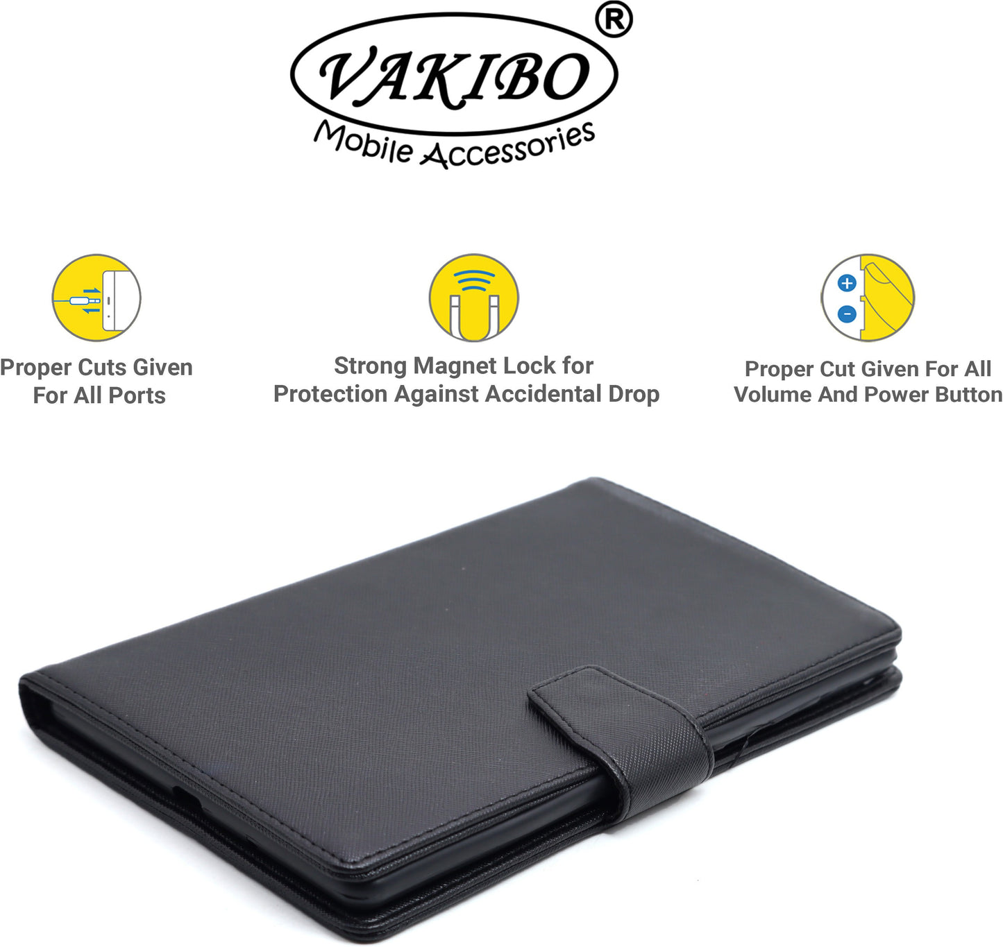 VAKIBO Mercury Premium Black Coloured made With Canvas and TPU Flip Cover Case Suitable for Lenovo Tab K10