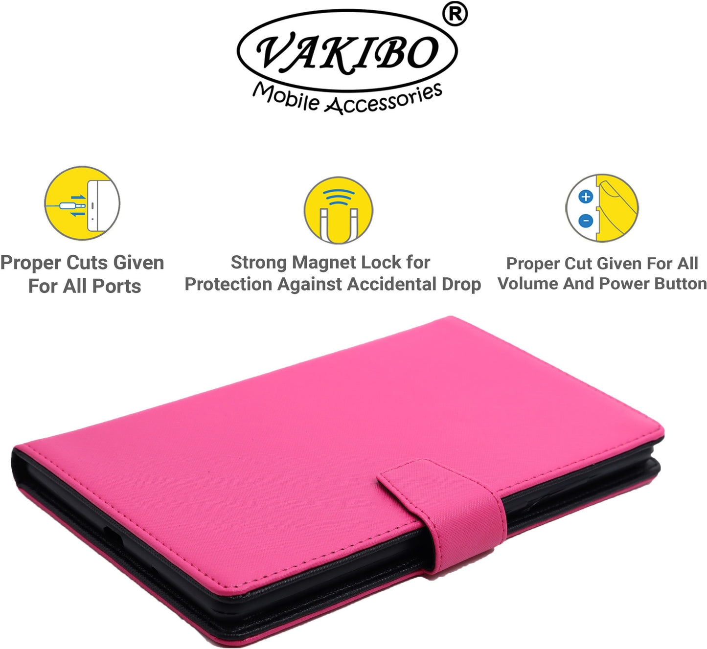 VAKIBO Mercury Premium Pink Coloured made With Canvas and TPU Flip Cover Case Suitable for Lenovo Tab K10