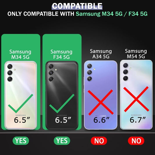 VAKIBO Best Selling Black and Transparent Back Cover Case Made With Soft TPU and Acrylic With 4 Corner and Camera Protection Suitable for Samsung Galaxy M34 5G