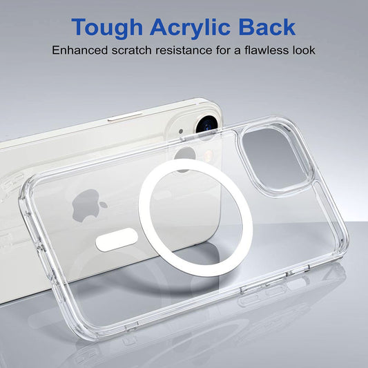 VAKIBO Megnatic Magsafe Transparent Soft with Hard back Back Cover Case With Camera Protection Ring Suitable for Apple iPhone 13